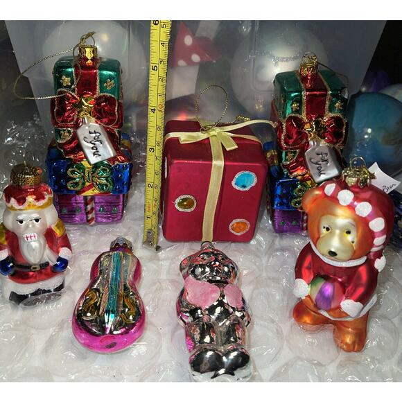 Stunning Vtg Embellished ALL Blown Glass Christmas Ornaments Germany #39 - Picture 8 of 12